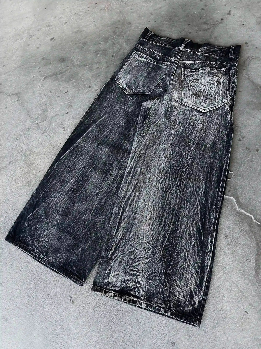 Gothic Retro Baggy Unisex Mopping Pants Y2K Phantom Jeans High Street Spider Embroidered Patch Hip Hop Streetwear Straight Jeans