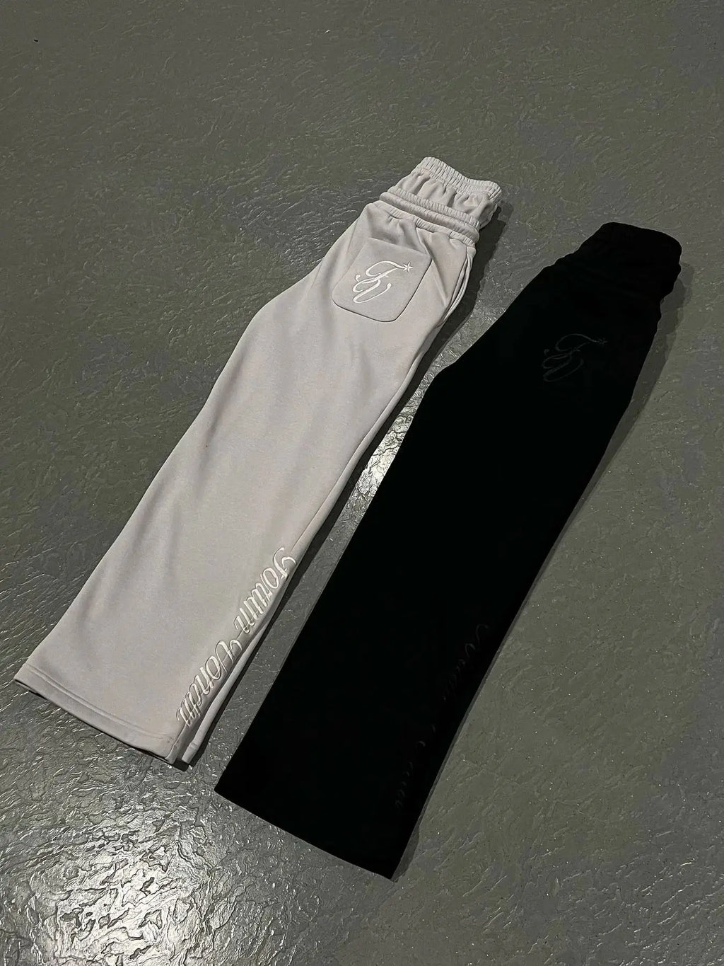 Harajuku Loose Double Waisted Sweatpants Y2K American Solid Color Letter Embroidery Casual Pants Hip Hop Drawstring Waist Jogger