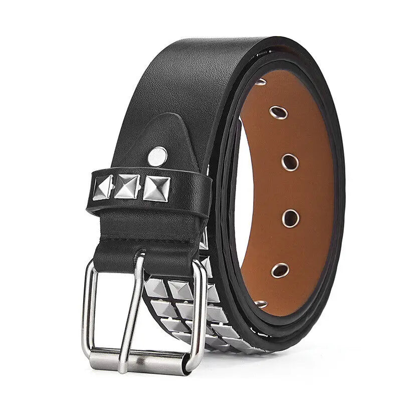New Fashion Rivet Belt Men and Women's Studded Belt Punk Goth Rock With Pin Buckle PU Leather Waistband Jeans Y2K Accessories