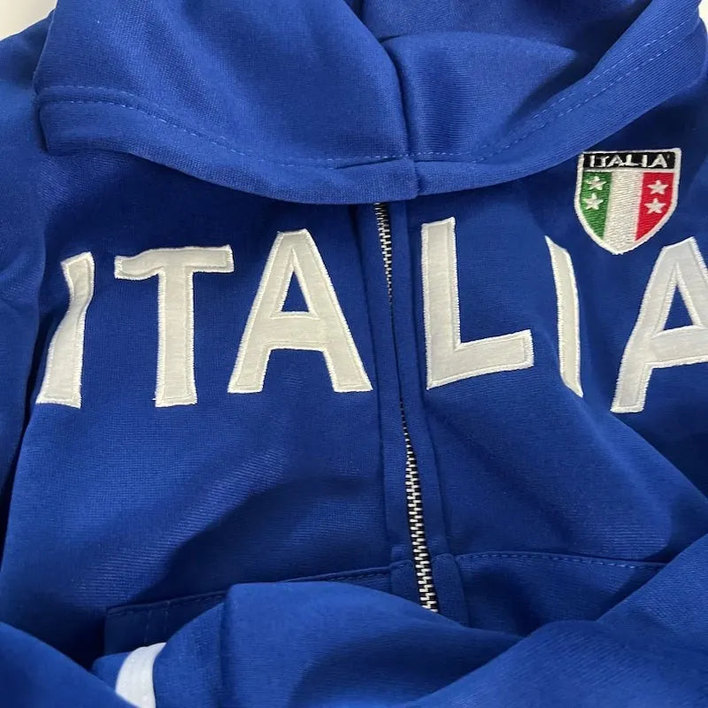ITALIA Embroidered Jacket Hoodies Autumn Retro Fashion Zipper Hoodie Women Men Streetwear Hip Hop Casual Zip Up Sweatshirt Coat