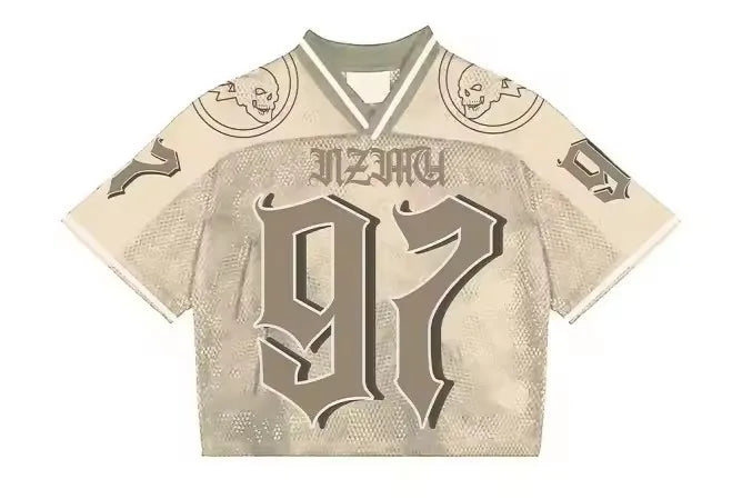 Y2K T-Shirt Fashionable breathable splicing loose football jersey Streetwear casual Breathable Summer Unisex Short Sleeve top