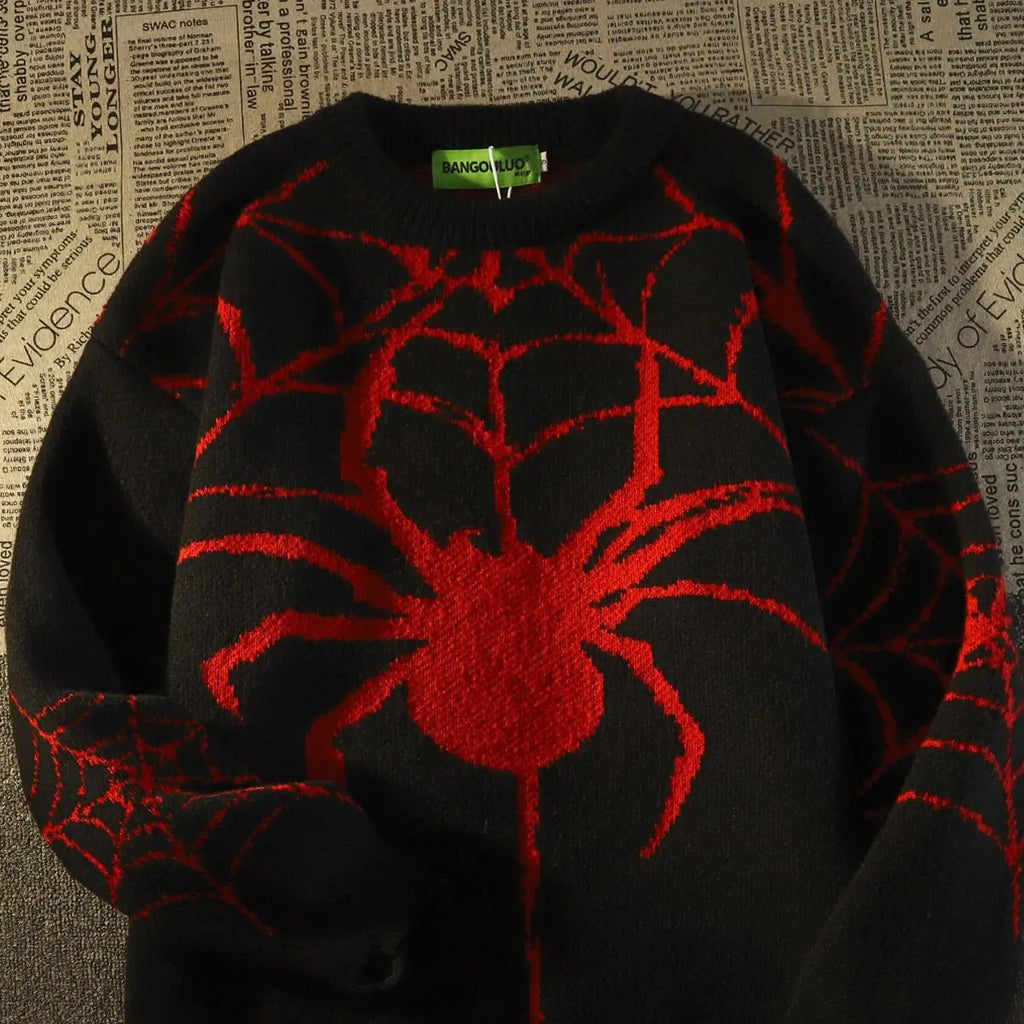Streetwear Vintage Spider Hole Sweater Women Men Knit Pullover Oversized Y2k Harajuku Hip Hop Pullover Sweaters Clothing
