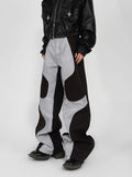 Mauroicardi Spring Autumn Cool Long Loose Casual Soft Patchwork Pu Leather Pants Men Luxury Designer Clothing Trousers 2023