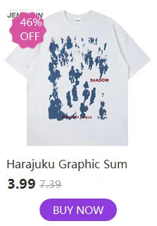 2024 Men T Shirt Streetwear Star Shadow Graphic T-Shirt Hip Hop Oversized Harajuku Tshirt Cotton Unisex Tops Tee Black White Y2K