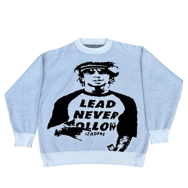 Y2k Women Aesthetic Y2k Clothes Top Portrait Black Streetwear Men Gothic Pullover Autumn Knitted Sweater Harajuku Cotton Sweater
