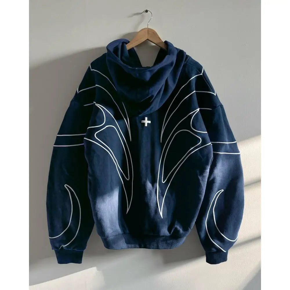 2026 American Style Oversized Embroidered Hoodie Mens Womens Street Hip Hop Unique Double Zipper Design Casual Sweatshirt