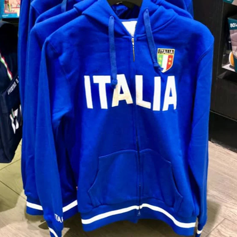 ITALIA Embroidered Jacket Hoodies Autumn Retro Fashion Zipper Hoodie Women Men Streetwear Hip Hop Casual Zip Up Sweatshirt Coat