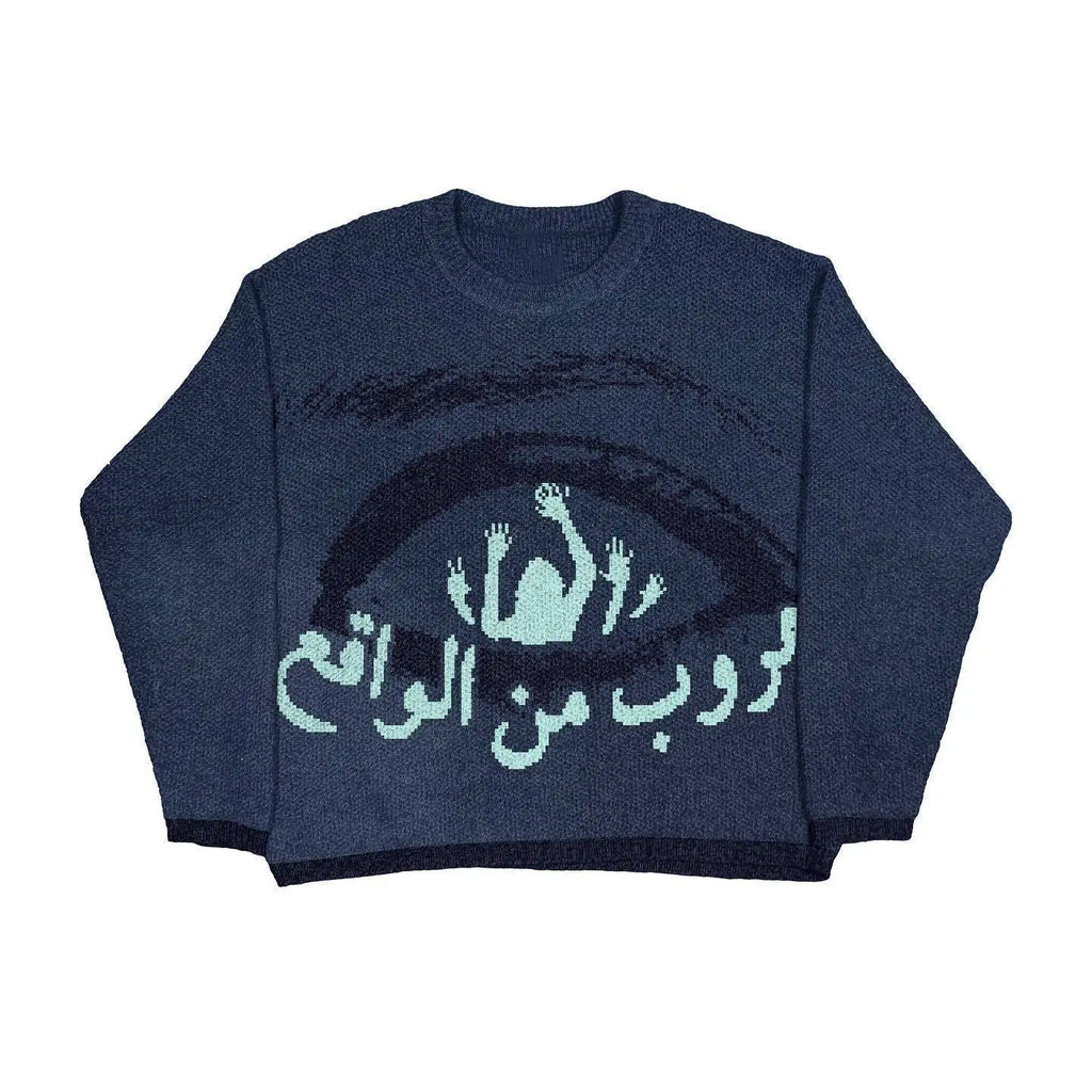 Casual Commuter Style Oversized round Neck Knitwear Women's Pullover Sweater Geometric Pattern Long Sleeve Comfortable Leisure