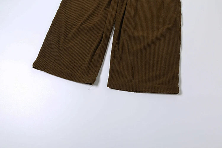 Weird Puss Y2K Casual Wide-Leg Pants Women Autumn Loose Simple Basic Pocket High Waist Trousers Corduroy Streetwear Long Bottoms