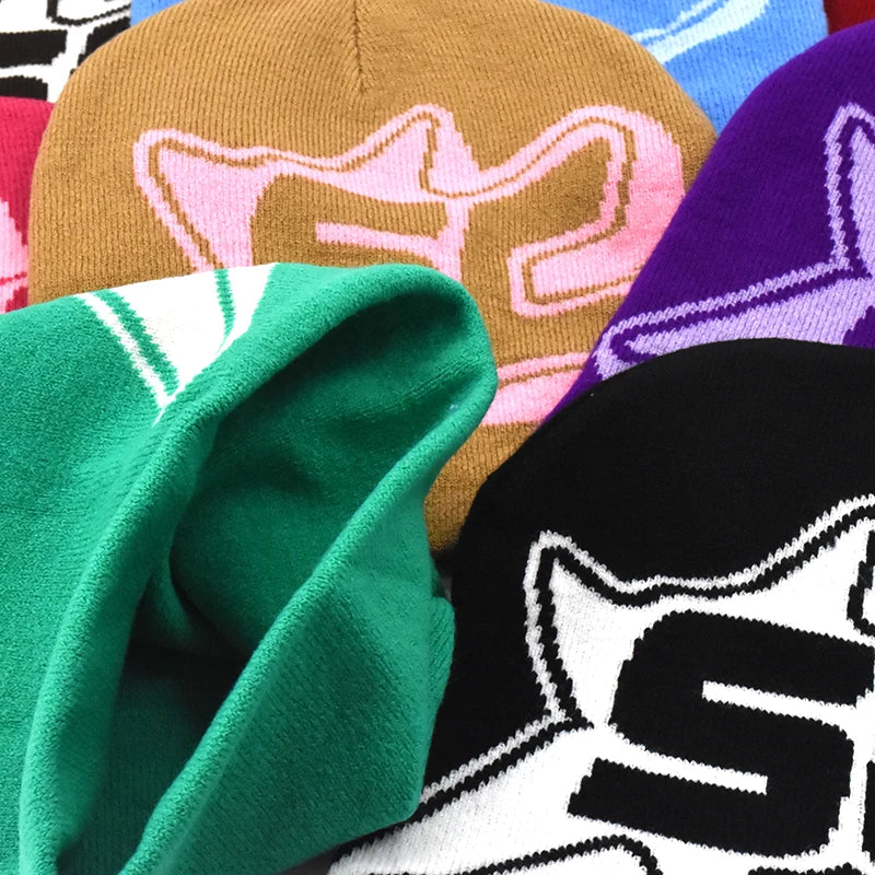 New Beanie Wool Cap Y2K Women Men Winter Autumn Warm Knitted Bonnet Cap Soft Wool Skullies Beanies SC Printing Caps Boys Gifts