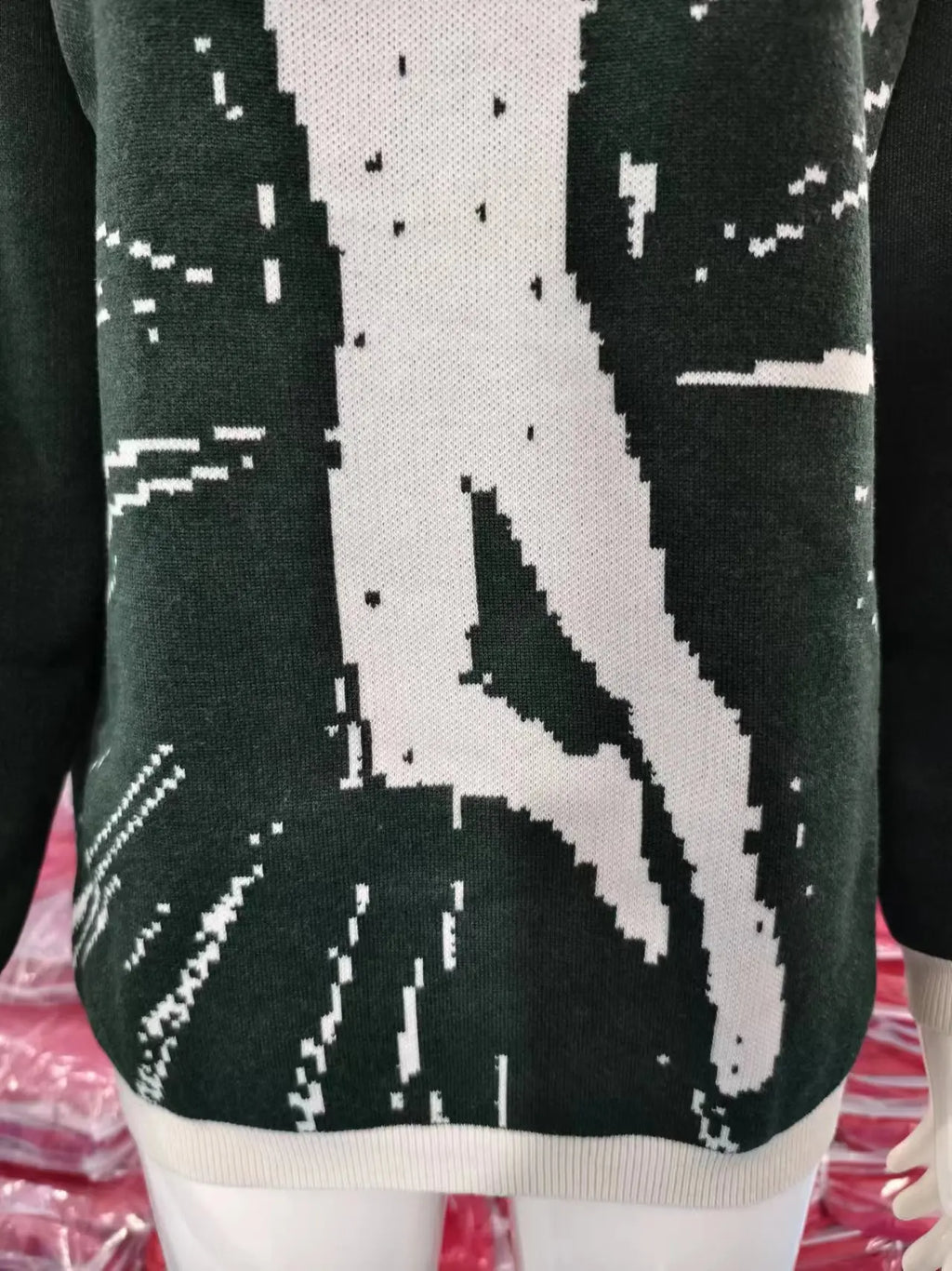 Casual Commuter Style Oversized round Neck Knitwear Women's Pullover Sweater Geometric Pattern Long Sleeve Comfortable Leisure