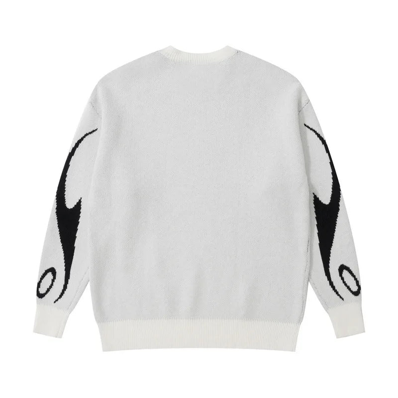 Casual Commuter Style Oversized round Neck Knitwear Women's Pullover Sweater Geometric Pattern Long Sleeve Comfortable Leisure