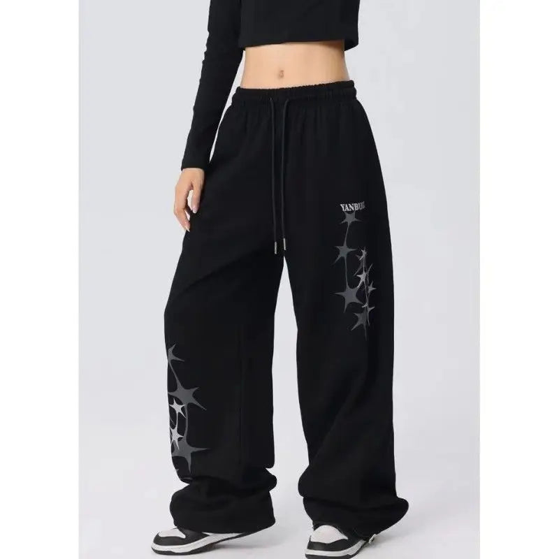 High Waist Loose Drapey Wide Leg Casual Sport Pants American Hip Hop Dancing Pants Jazz Dance Long Pants Women's Comfortable