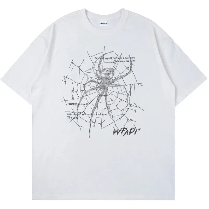 Summer Men's Punk Women Loose Print Vintage Graphic T-Shirt Unisex Casual Hip Hop Short Sleeve Cotton Tops