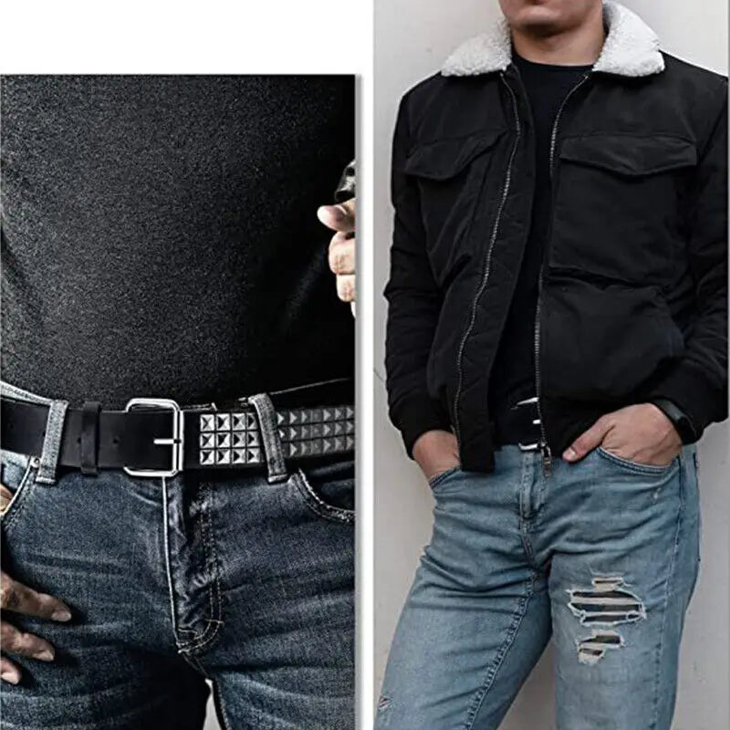 New Fashion Rivet Belt Men and Women's Studded Belt Punk Goth Rock With Pin Buckle PU Leather Waistband Jeans Y2K Accessories