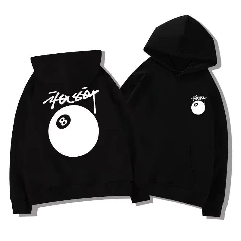 New billiard print street autumn and winter warm hooded sportswear, soft casual top, high-quality comfortable clothing