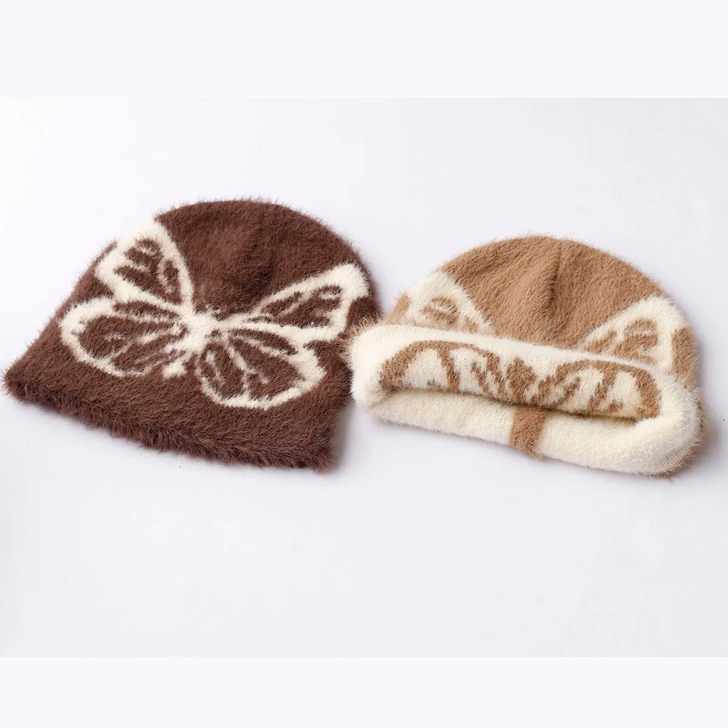 2024 new y2k bow pattern Beanies Hat Men Winter Autunm Warm Knitted Bonnet Cap Soft  Skullies Beanies Caps Boys Gifts