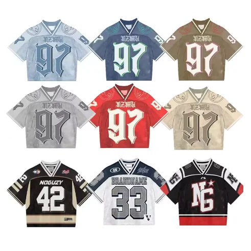 Y2K T-Shirt Fashionable breathable splicing loose football jersey Streetwear casual Breathable Summer Unisex Short Sleeve top