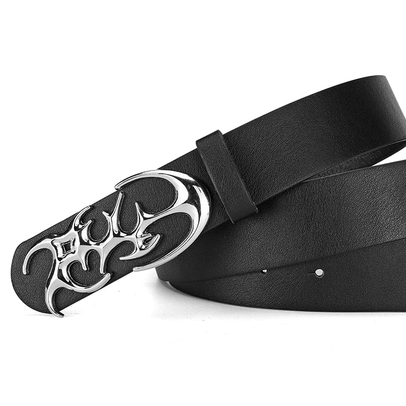 Creative Men's Geometric Automatic Buckle PU Belt Fashionable Men's Paired With Shorts Casual Pants Unique Design For Men