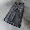 Gothic Retro Baggy Unisex Mopping Pants Y2K Phantom Jeans High Street Spider Embroidered Patch Hip Hop Streetwear Straight Jeans