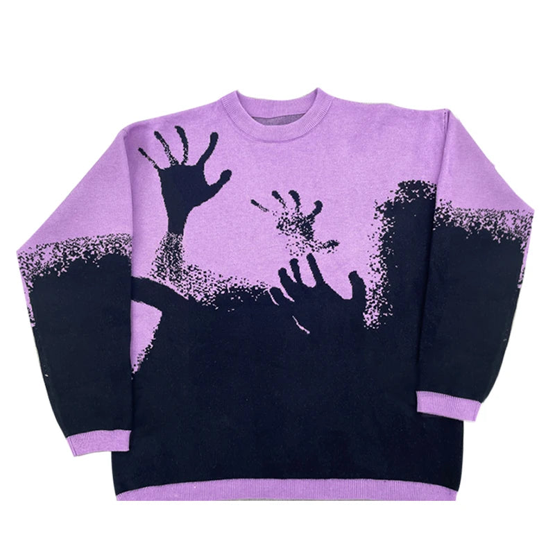Y2k Women Aesthetic Y2k Clothes Top Portrait Black Streetwear Men Gothic Pullover Autumn Knitted Sweater Harajuku Cotton Sweater