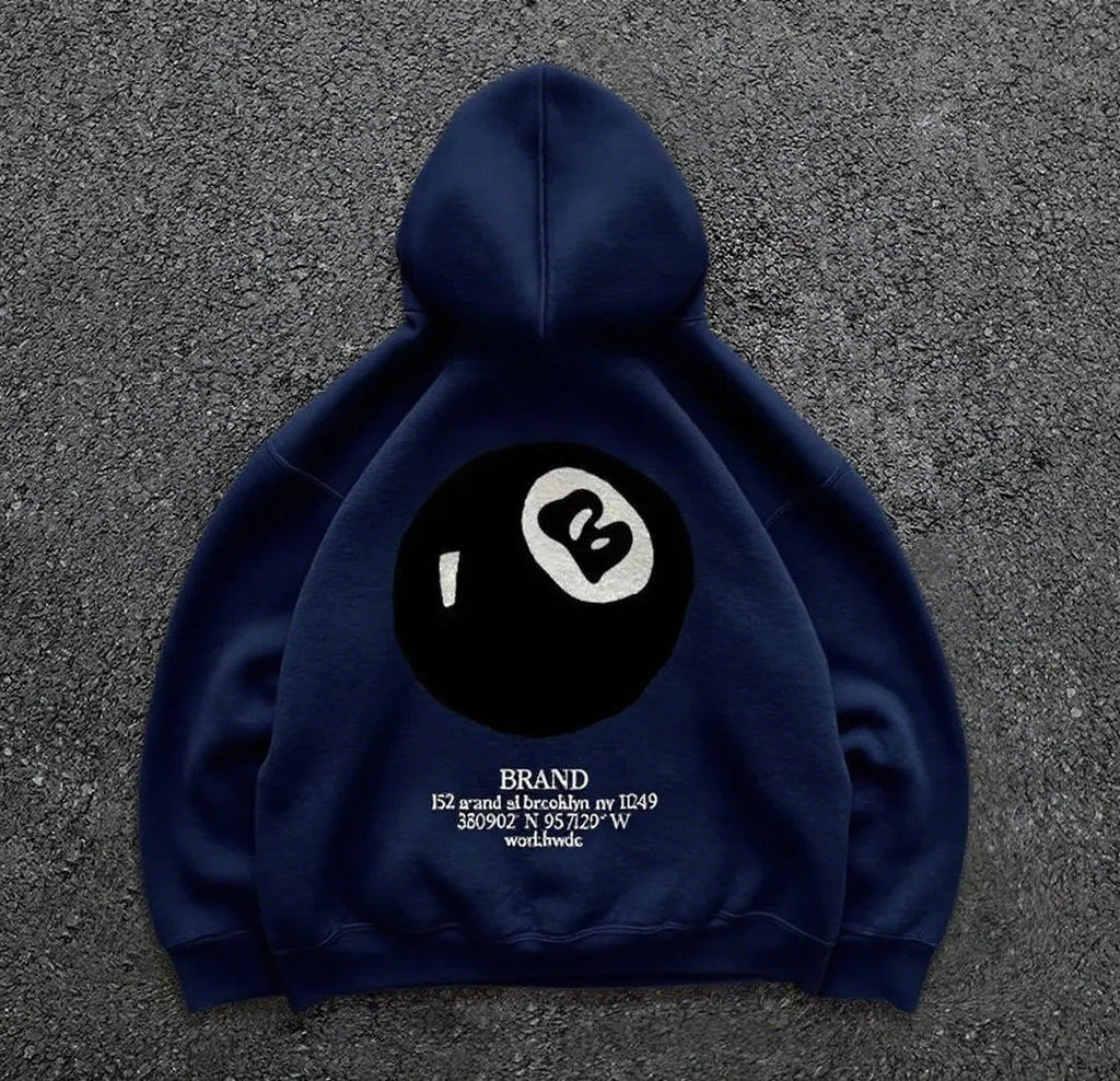 New billiard print street autumn and winter warm hooded sportswear, soft casual top, high-quality comfortable clothing