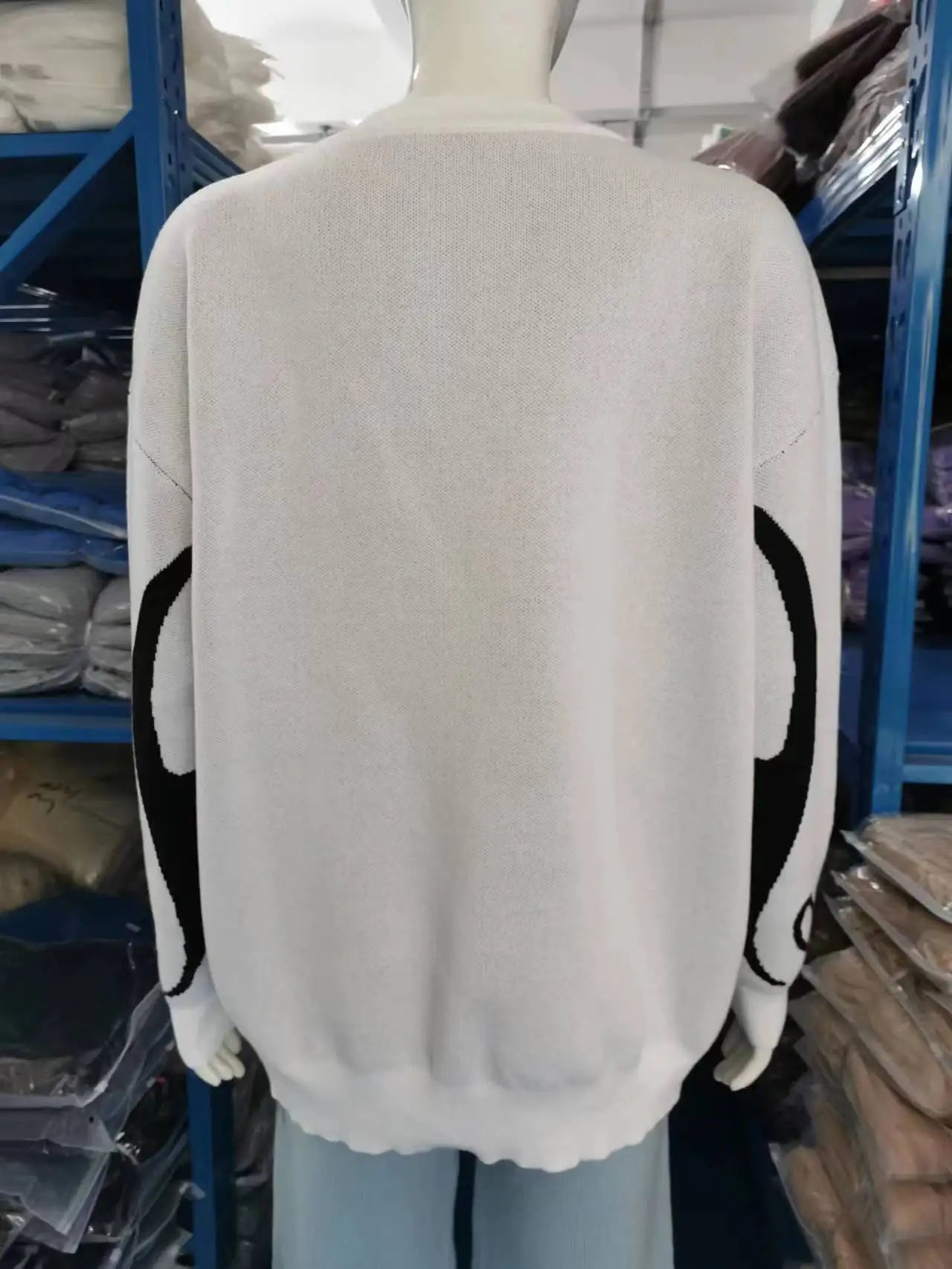 Casual Commuter Style Oversized round Neck Knitwear Women's Pullover Sweater Geometric Pattern Long Sleeve Comfortable Leisure