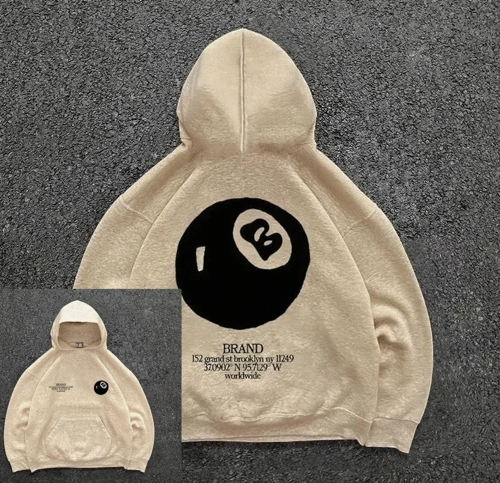 New billiard print street autumn and winter warm hooded sportswear, soft casual top, high-quality comfortable clothing