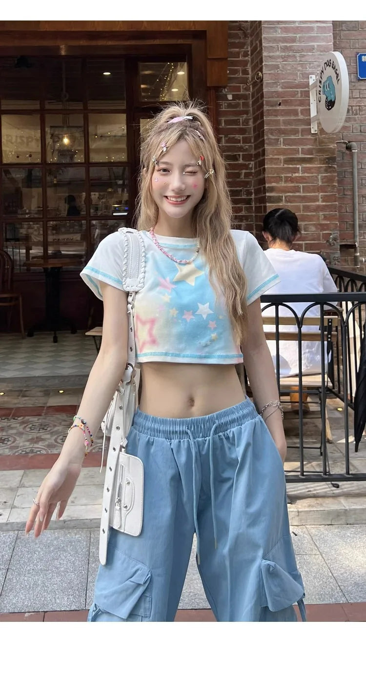 American Women's Overalls Retro Quick Drying Summer High Straight Wide Leg Streamers Loose Casual Floor Length Trousers Trend