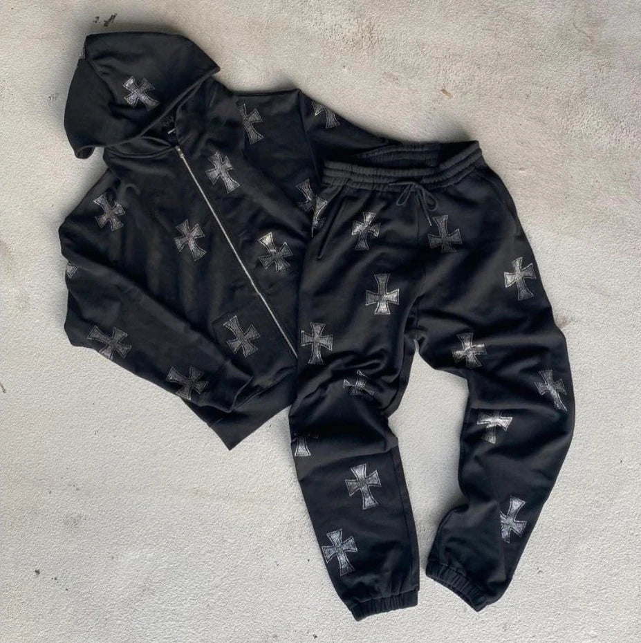 Rhinestone Full Zip Hoodie Goth Sweatshirt Pull Long Sleeve Black Hoodies Y2k Fashion Men's Women's Sport Jackets Coats New 2023