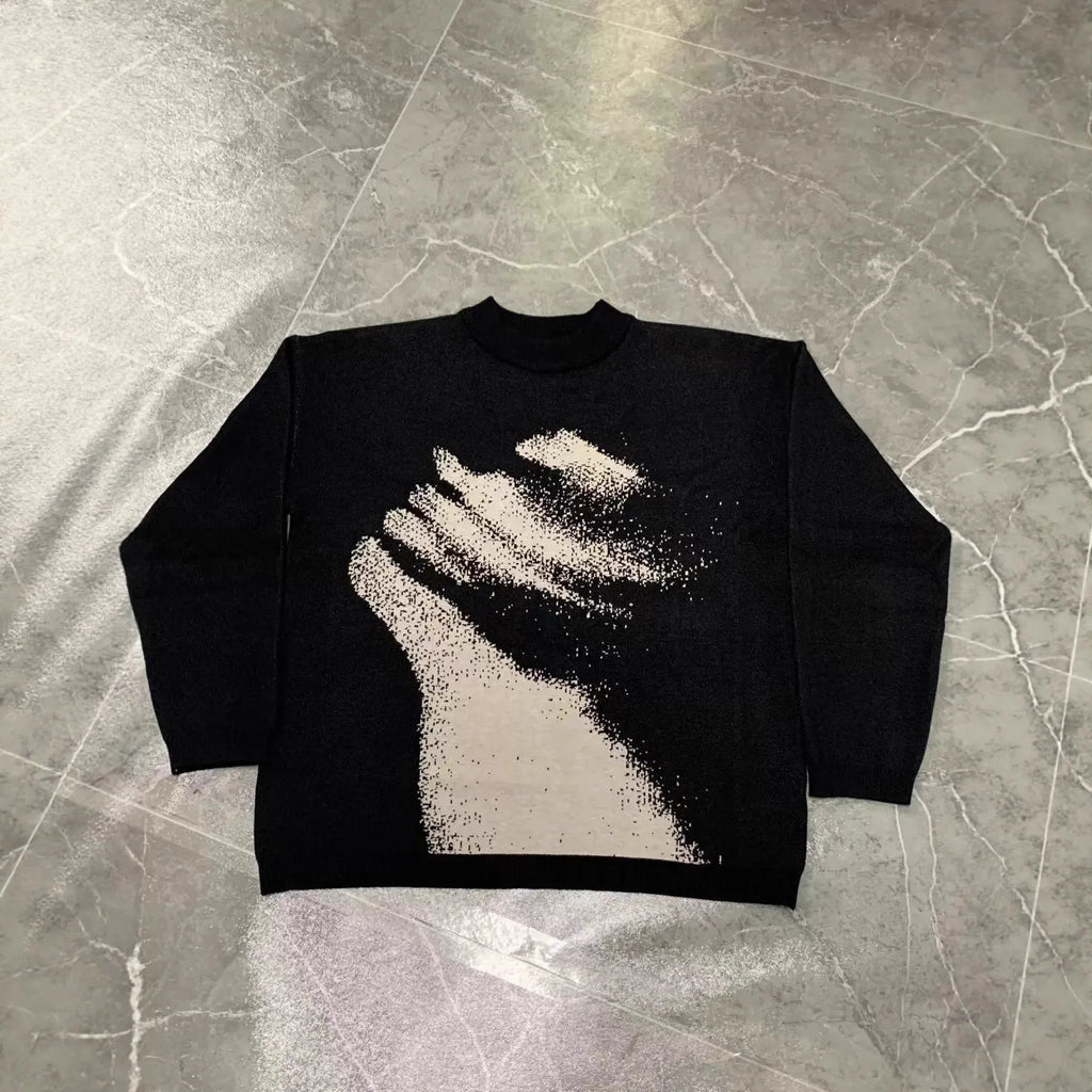 Casual Commuter Style Oversized round Neck Knitwear Women's Pullover Sweater Geometric Pattern Long Sleeve Comfortable Leisure