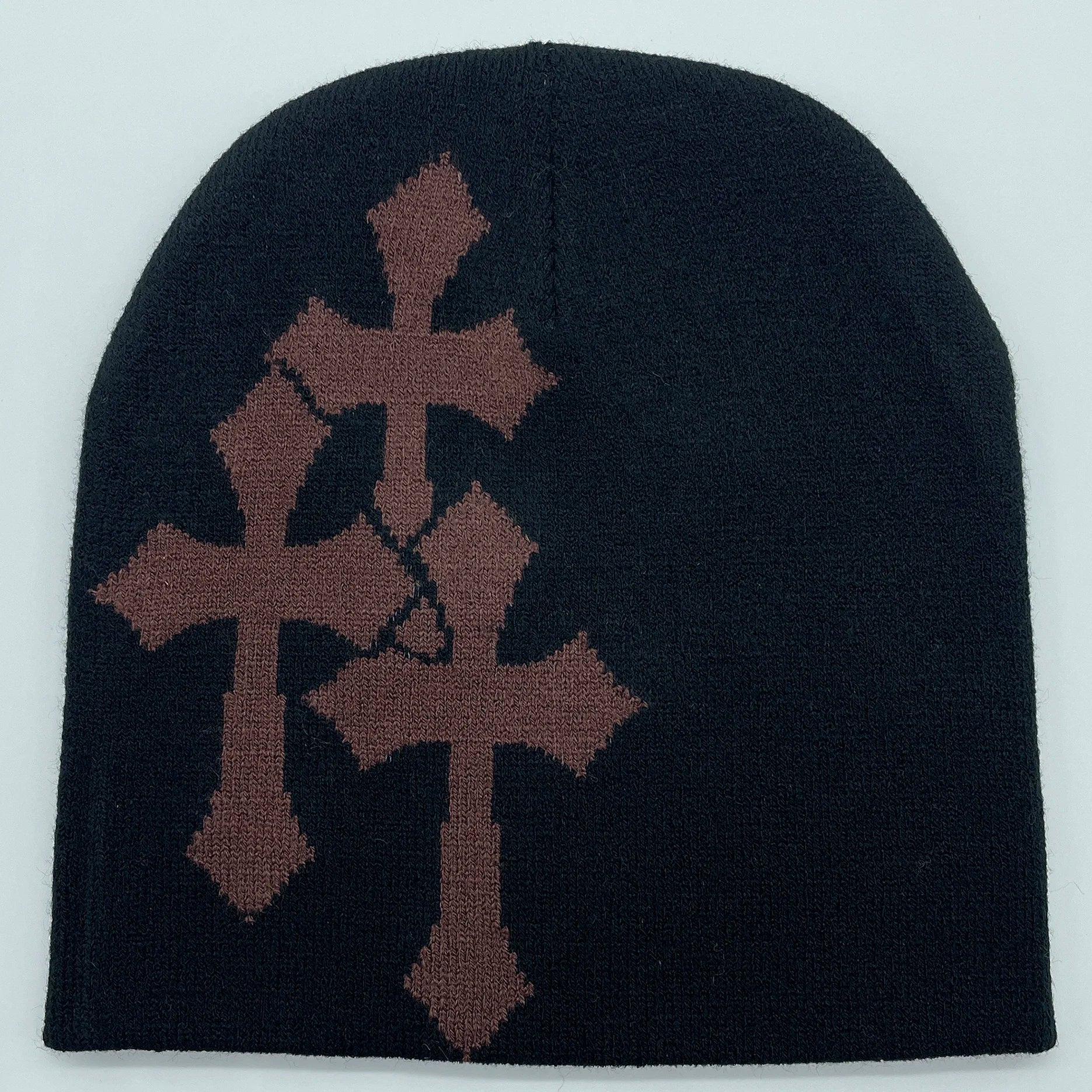 Y2K Crucifix Jacquard Knitted Hat, European and American Popularity Hip Hop Hat, Street Trend Fashion Personality Adult Hat
