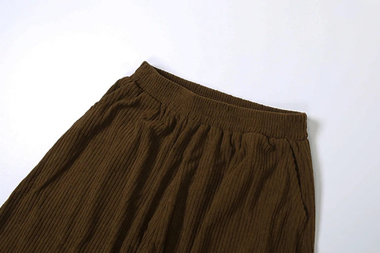 Weird Puss Y2K Casual Wide-Leg Pants Women Autumn Loose Simple Basic Pocket High Waist Trousers Corduroy Streetwear Long Bottoms