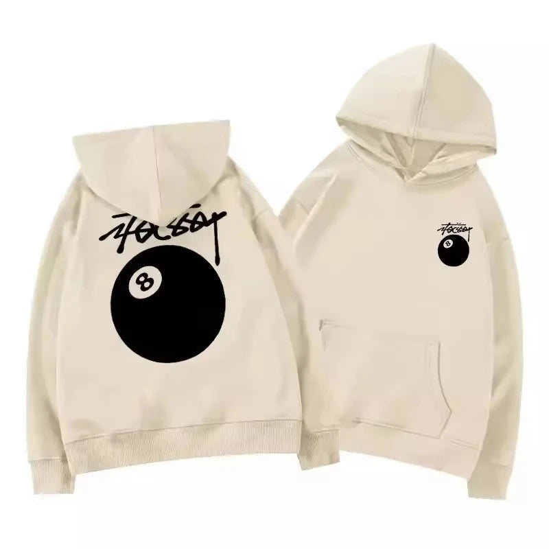 New billiard print street autumn and winter warm hooded sportswear, soft casual top, high-quality comfortable clothing