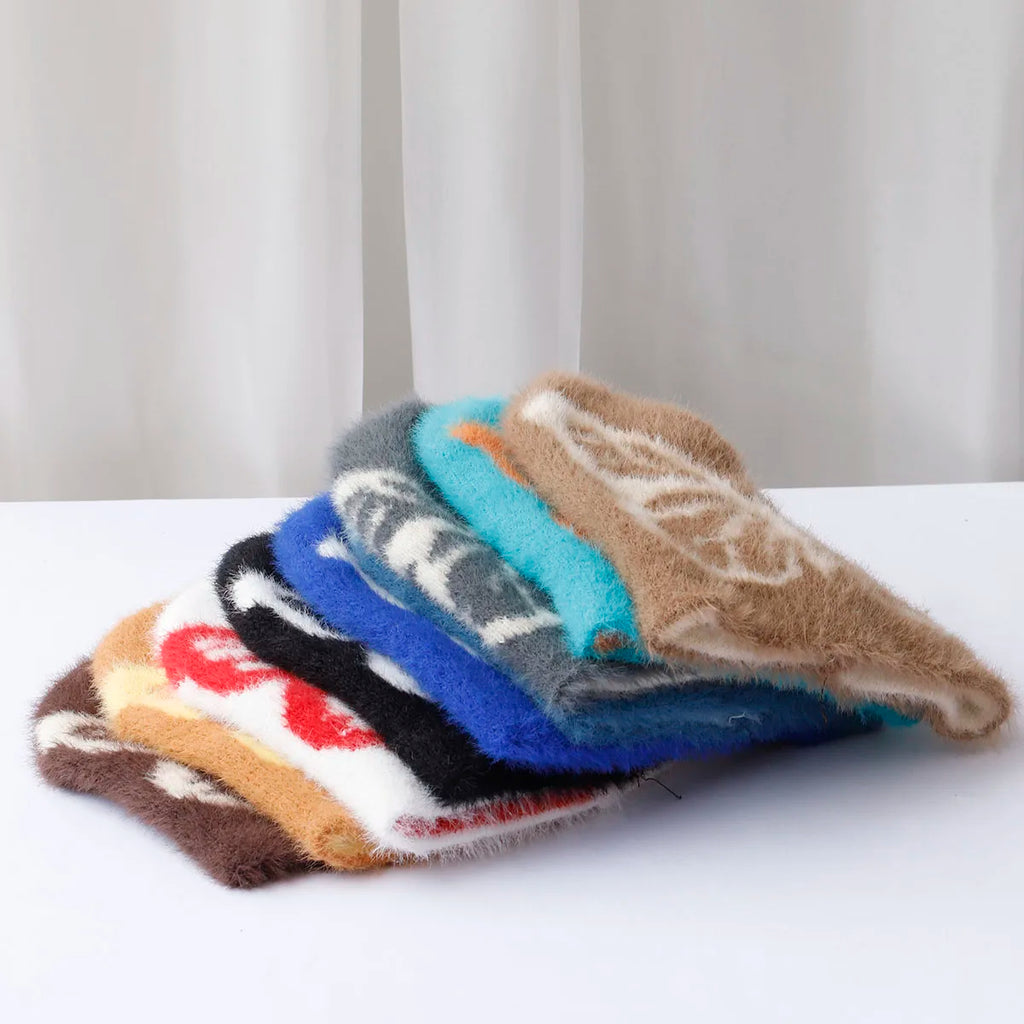 2024 new y2k bow pattern Beanies Hat Men Winter Autunm Warm Knitted Bonnet Cap Soft  Skullies Beanies Caps Boys Gifts