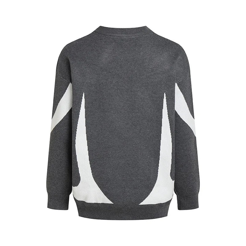Casual Commuter Style Oversized round Neck Knitwear Women's Pullover Sweater Geometric Pattern Long Sleeve Comfortable Leisure