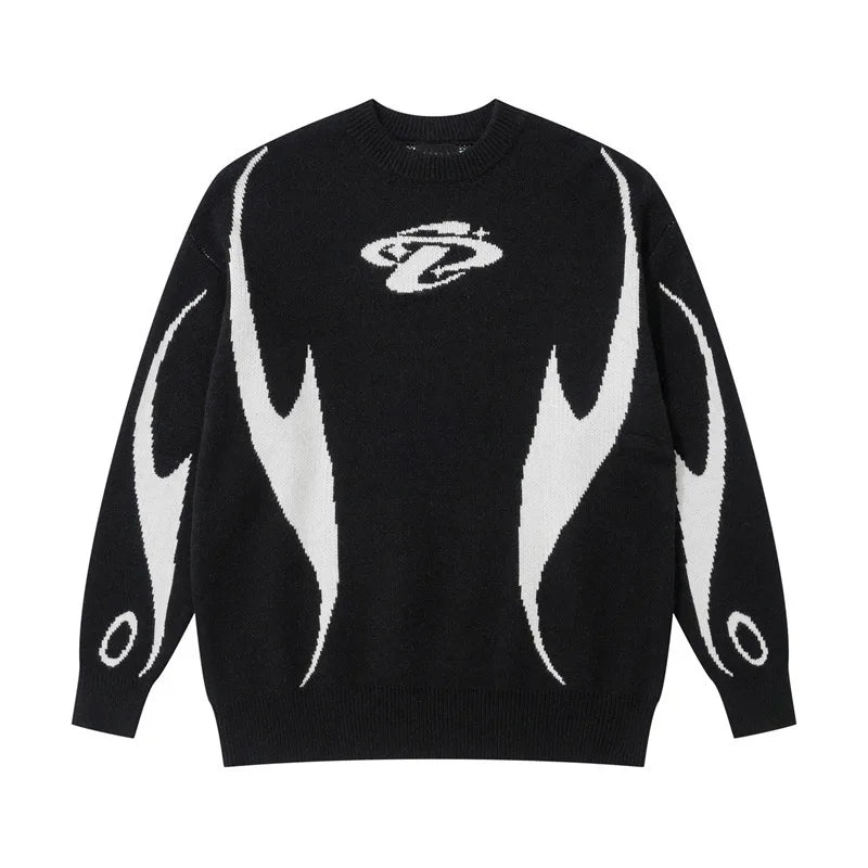 Casual Commuter Style Oversized round Neck Knitwear Women's Pullover Sweater Geometric Pattern Long Sleeve Comfortable Leisure
