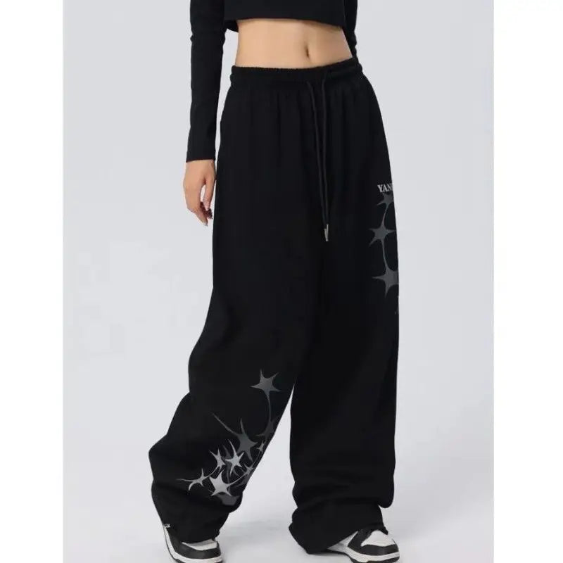 High Waist Loose Drapey Wide Leg Casual Sport Pants American Hip Hop Dancing Pants Jazz Dance Long Pants Women's Comfortable