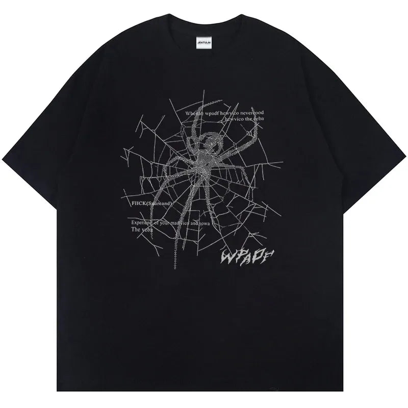 Summer Men's Punk Women Loose Print Vintage Graphic T-Shirt Unisex Casual Hip Hop Short Sleeve Cotton Tops