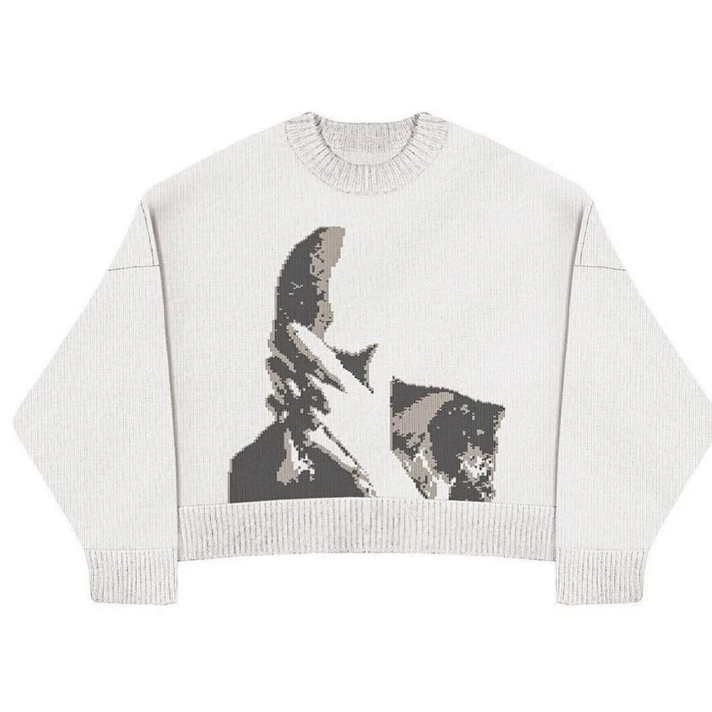 Casual Commuter Style Oversized round Neck Knitwear Women's Pullover Sweater Geometric Pattern Long Sleeve Comfortable Leisure