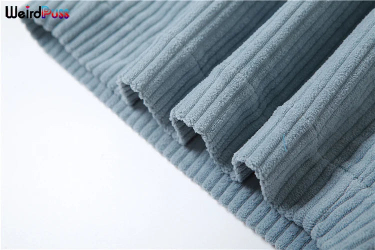 Weird Puss Y2K Casual Wide-Leg Pants Women Autumn Loose Simple Basic Pocket High Waist Trousers Corduroy Streetwear Long Bottoms