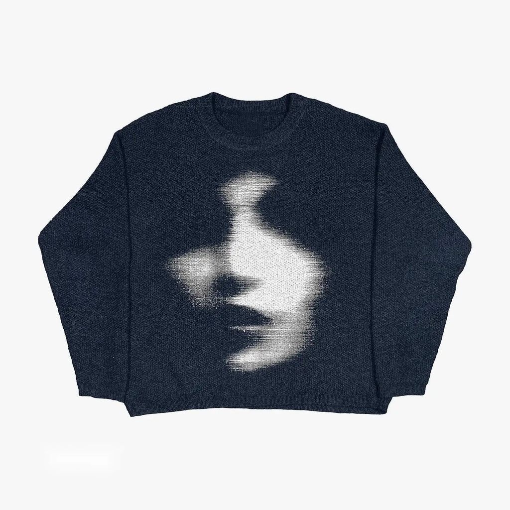 Casual Commuter Style Oversized round Neck Knitwear Women's Pullover Sweater Geometric Pattern Long Sleeve Comfortable Leisure