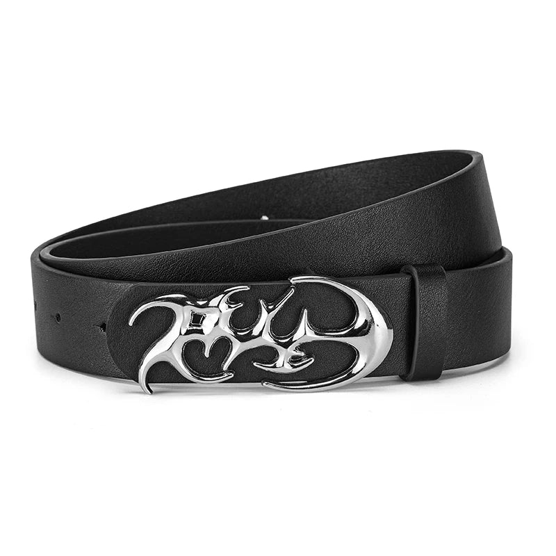 Creative Men's Geometric Automatic Buckle PU Belt Fashionable Men's Paired With Shorts Casual Pants Unique Design For Men