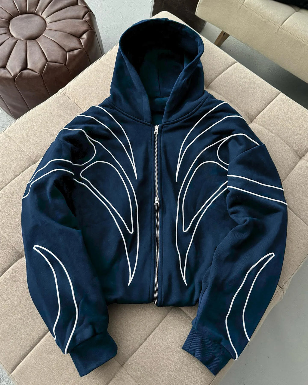 2026 American Style Oversized Embroidered Hoodie Mens Womens Street Hip Hop Unique Double Zipper Design Casual Sweatshirt
