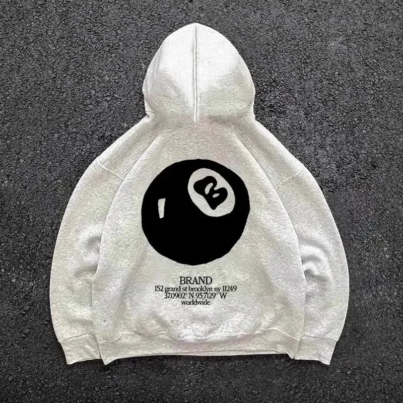 New billiard print street autumn and winter warm hooded sportswear, soft casual top, high-quality comfortable clothing