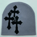 Y2K Crucifix Jacquard Knitted Hat, European and American Popularity Hip Hop Hat, Street Trend Fashion Personality Adult Hat