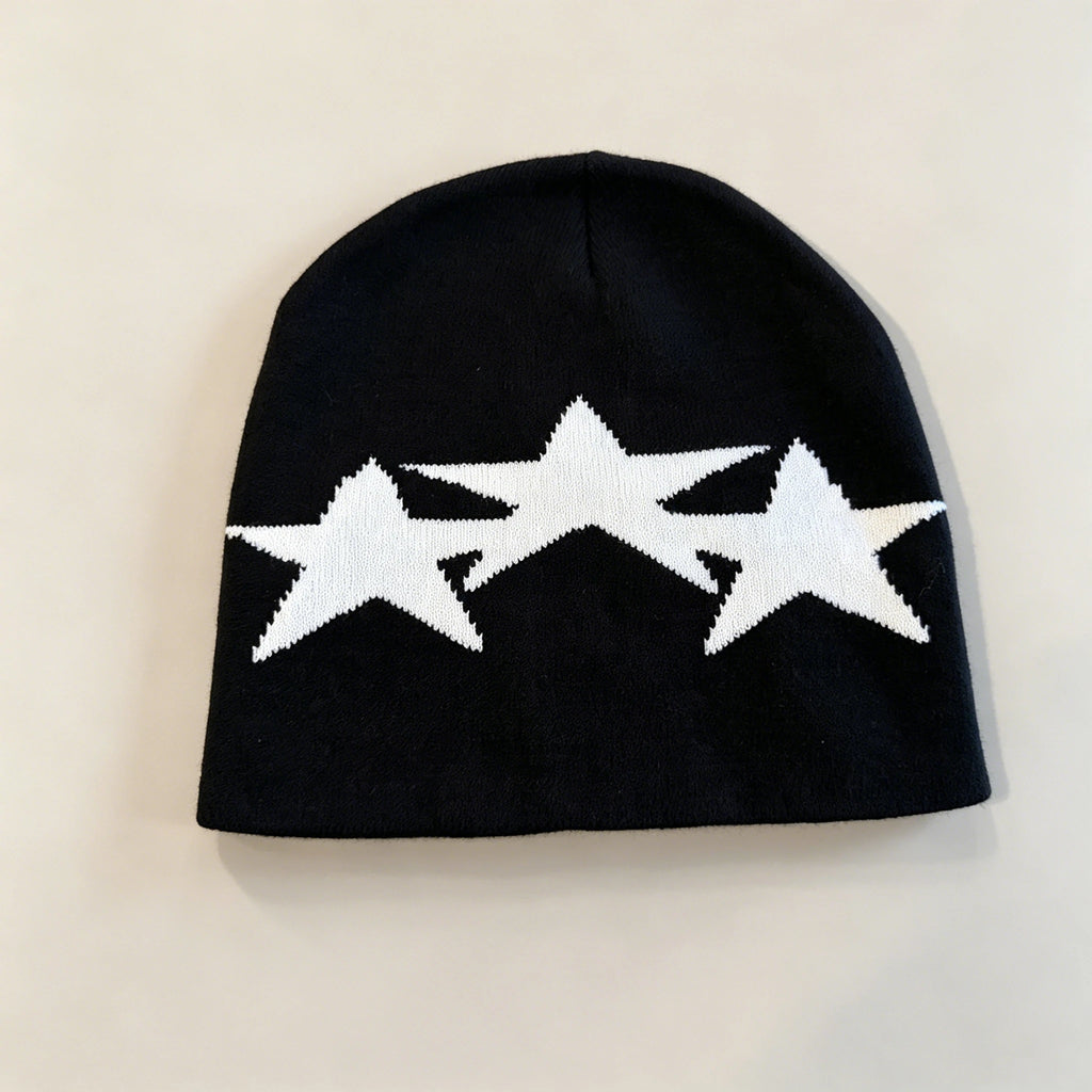 Y2K Five Pointed Star Casual Cozy Winter Warm Beanie Hat Knit Beanie Fashionable Street Style Winter Warm Knit Hat Unisex Pull-O