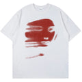 2024 Summer Harajuku Men Gothic Black Tshirt Streetwear Red Face Graphic Clothes Print Short Sleeve Top Cotton Loose Hipster Y2K