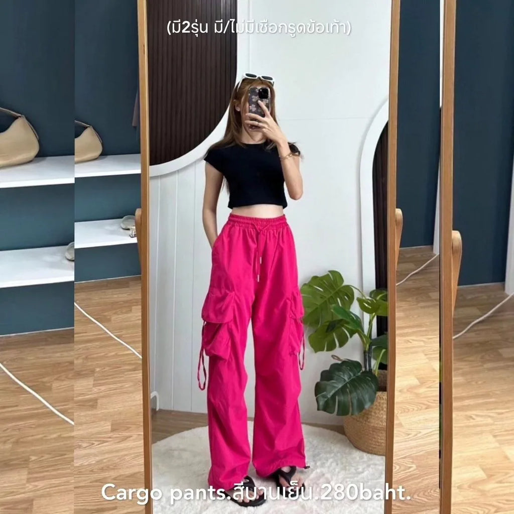 American Women's Overalls Retro Quick Drying Summer High Straight Wide Leg Streamers Loose Casual Floor Length Trousers Trend