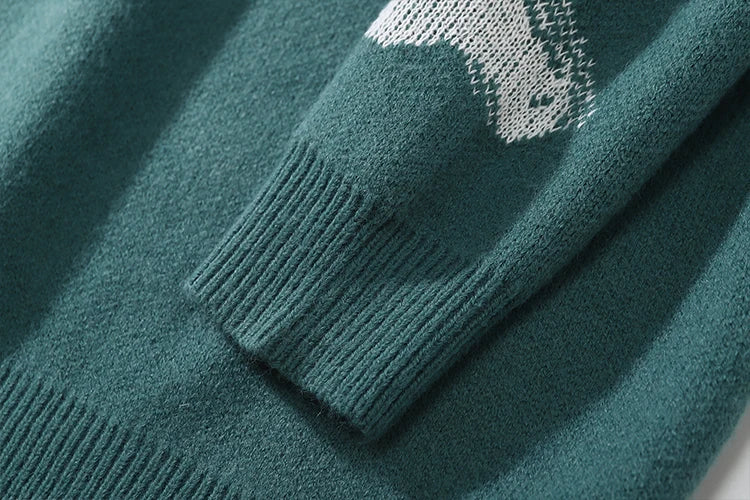 Men Loose Sweaters Black Skeleton Bone Print Pullovers Women Vintage Retro Knitted Sweater Autumn Cotton Pullover Unisex 3XL